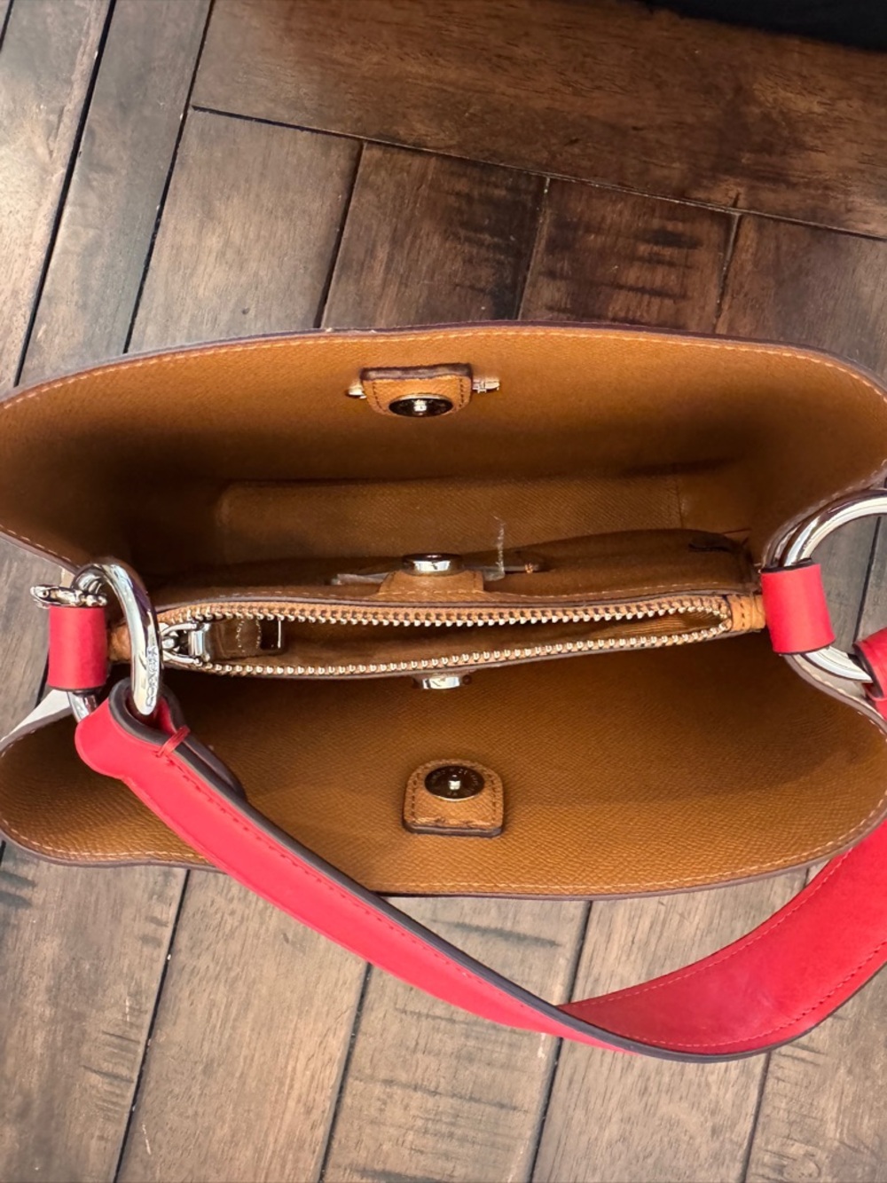 Coach C Mini Town Bucket Bag Ladybug Floral Print Red White Y2K - Picture 11 of 16